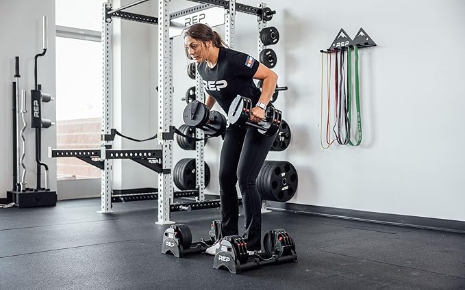 Rep Fitness Quickdraw Adjustable Dumbbells, Multiple weight ranges available including: 5-30, 5-40,5-50 and 5-60 lbs