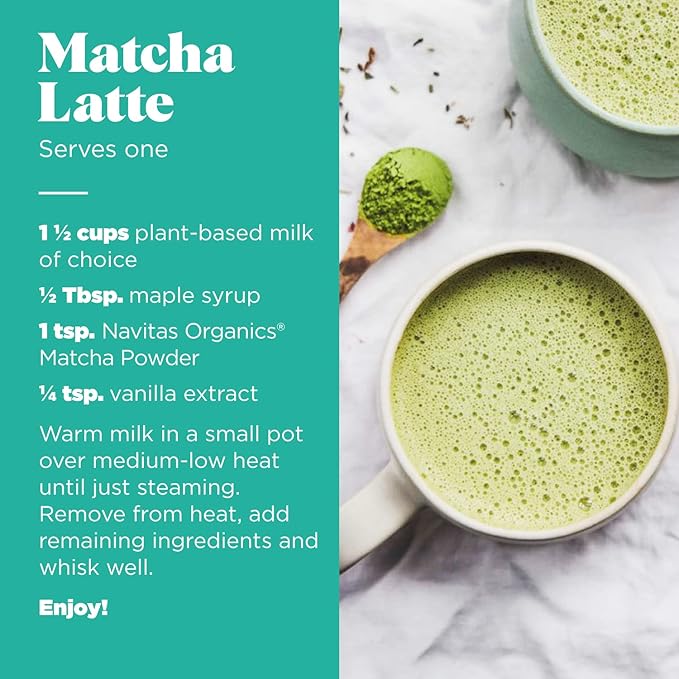 Navitas Organics Matcha Powder – For Tea, Lattes, Smoothies, Desserts & More – Energy & Antioxidants – Premium Culinary Grade – USDA Organic, Non GMO, Gluten Free, Kosher, Vegan (3oz. Bag 85 Servings)