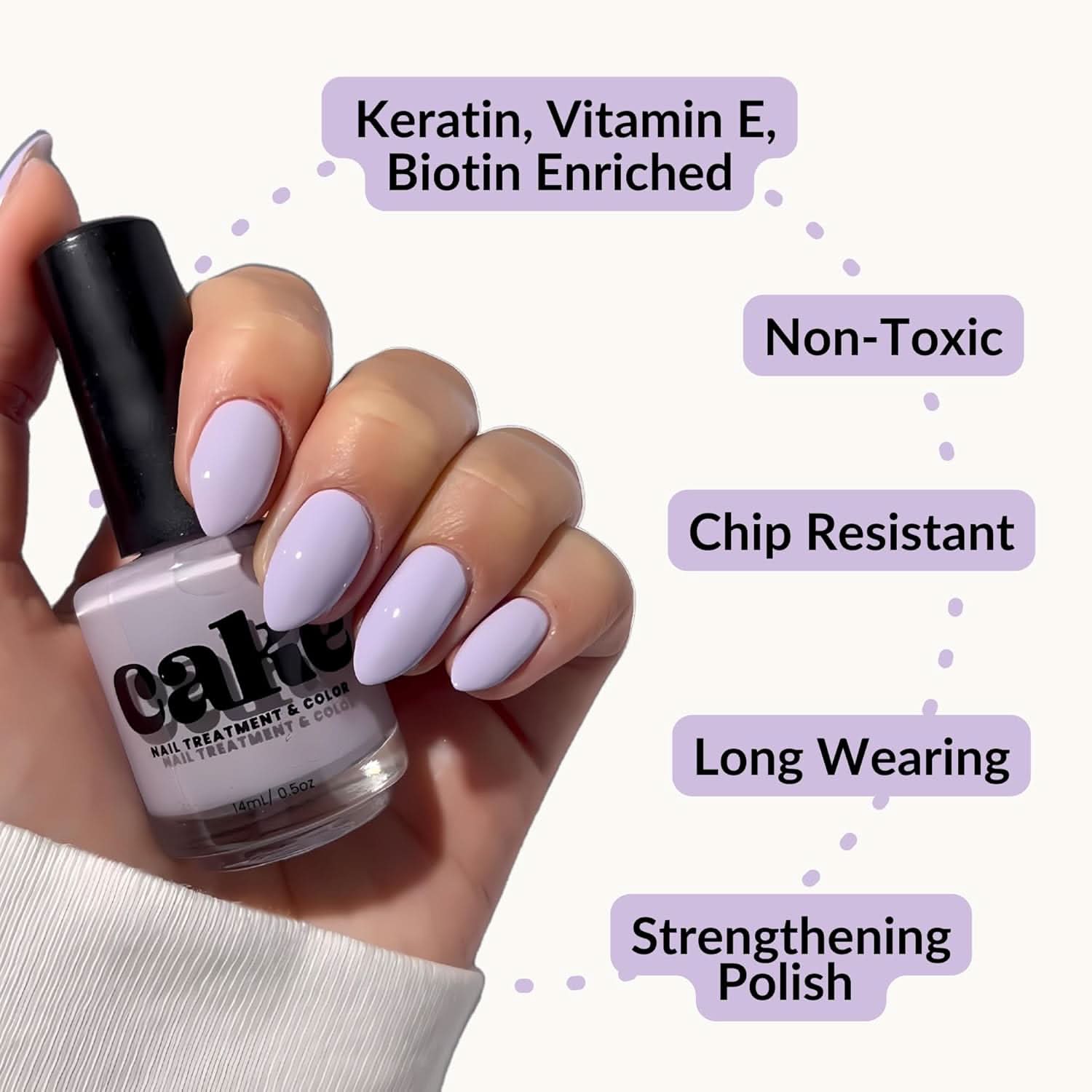 CAKE Nail Strengthening Polish Wisps of Lilac 0.5 fl oz