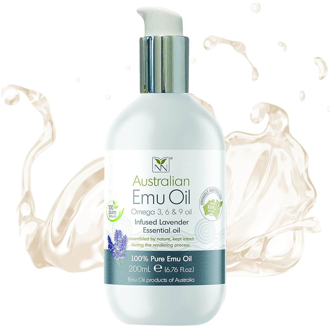 200ml bottle of Australian Emu Oil with Lavender infusion