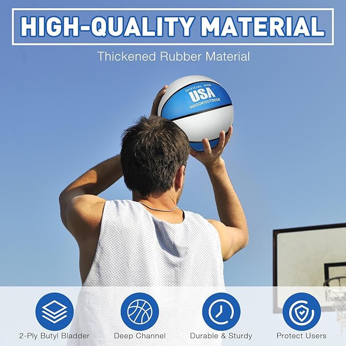 Libima 4 Pcs Rubber Basketball with Pump Official Size Indoor Outdoor Basketball Game Practice Training Kid Teen Women Men Streetbball Sport Gift Back to School