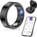 Thin Smart Ring for Fitness & Health Tracking -Heart Rate/Blood Oxygen Monitor, 5ATM Waterproof, Sleep Analysis, Pedometer -No APP Subscription Compatible with Smartphone (Black, 11)