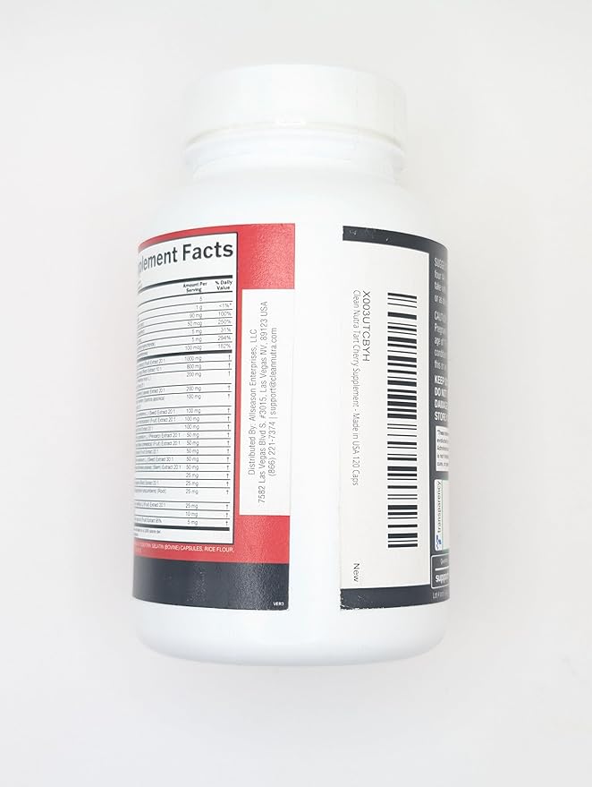 Clean Nutraceuticals Tart Cherry Extract Capsules with Turmeric Moringa Cranberry Chanca Piedra Celery Quercetin ACV Pomegranate L Selenomethionine - Uric Levels - 120 Ct