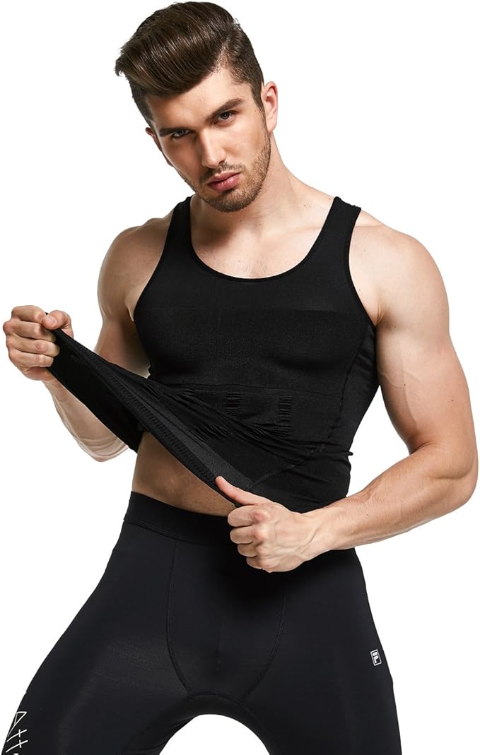 GKVK Mens Slimming Body Shaper Vest Shirt Abs Abdomen Slim