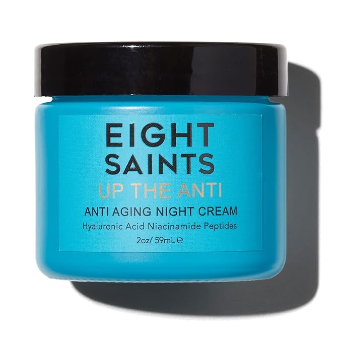 Eight Saints Skin Care Up the Anti Night Cream Face Moisturizer to Reduce Fine Lines and Wrinkles, Natural and Organic Anti Aging Cream For Face & Neck with Niacinamide and Hyaluronic Acid, 2 Ounces