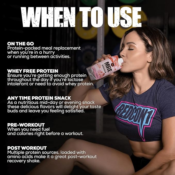 REDCON1 MRE Ready to Drink Protein Shakes, Vanilla Milkshake - Protein Drinks with Whole Food Sources - Sugar Free RTD Shake Formulated to Fuel Athletes at Any Time (12 Pack)