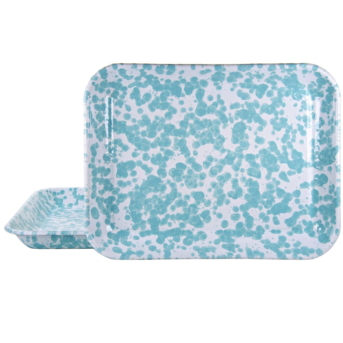 Enamelware Quarter Sheet Trays - Durable Spatterware Set of 2