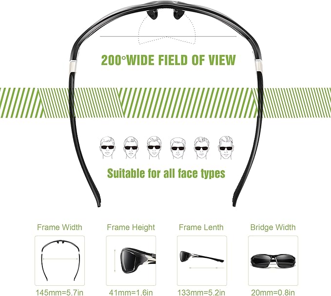 3 Pack Polarized Sports Sunglasses for Men, Mens Sunglasses Wrap Around UV400 Protection for Cycling Fishing Driving