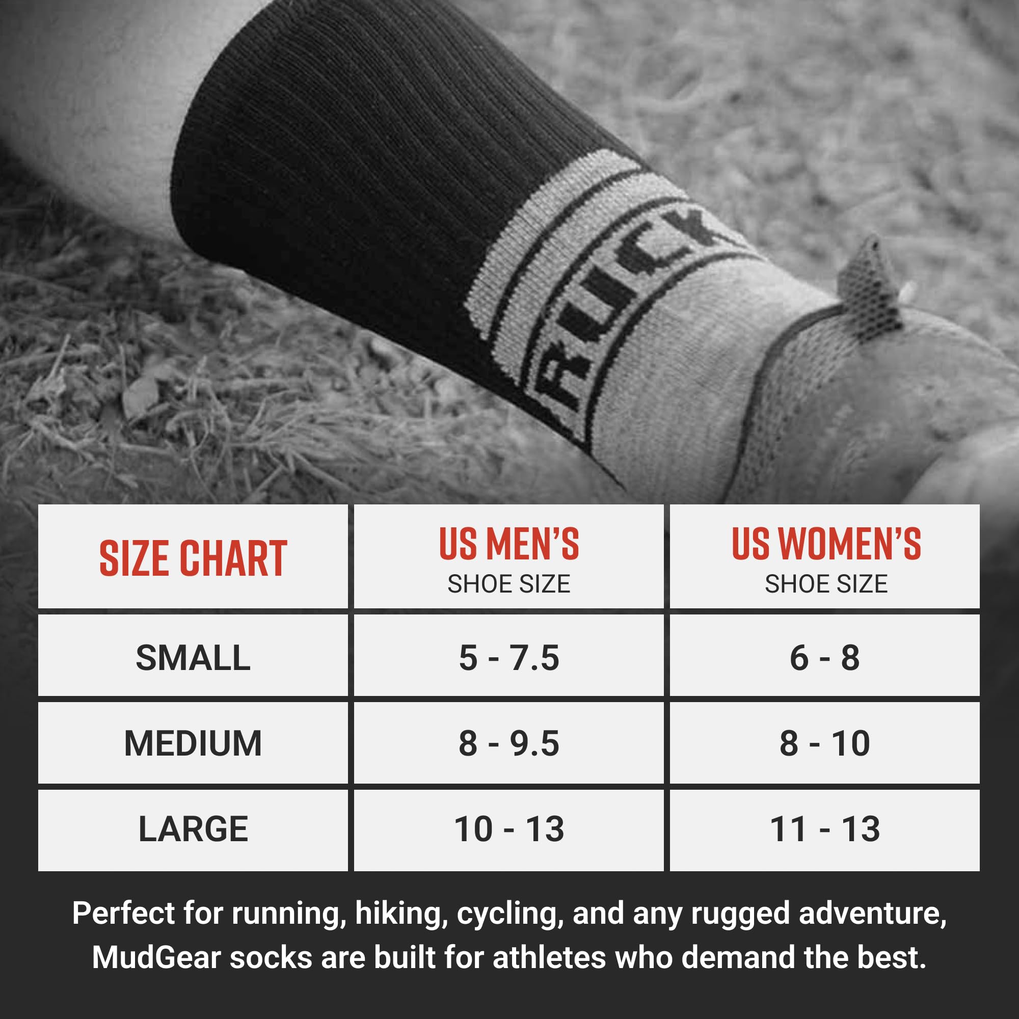 MudGear Ruck Sock (Black/Gray)
