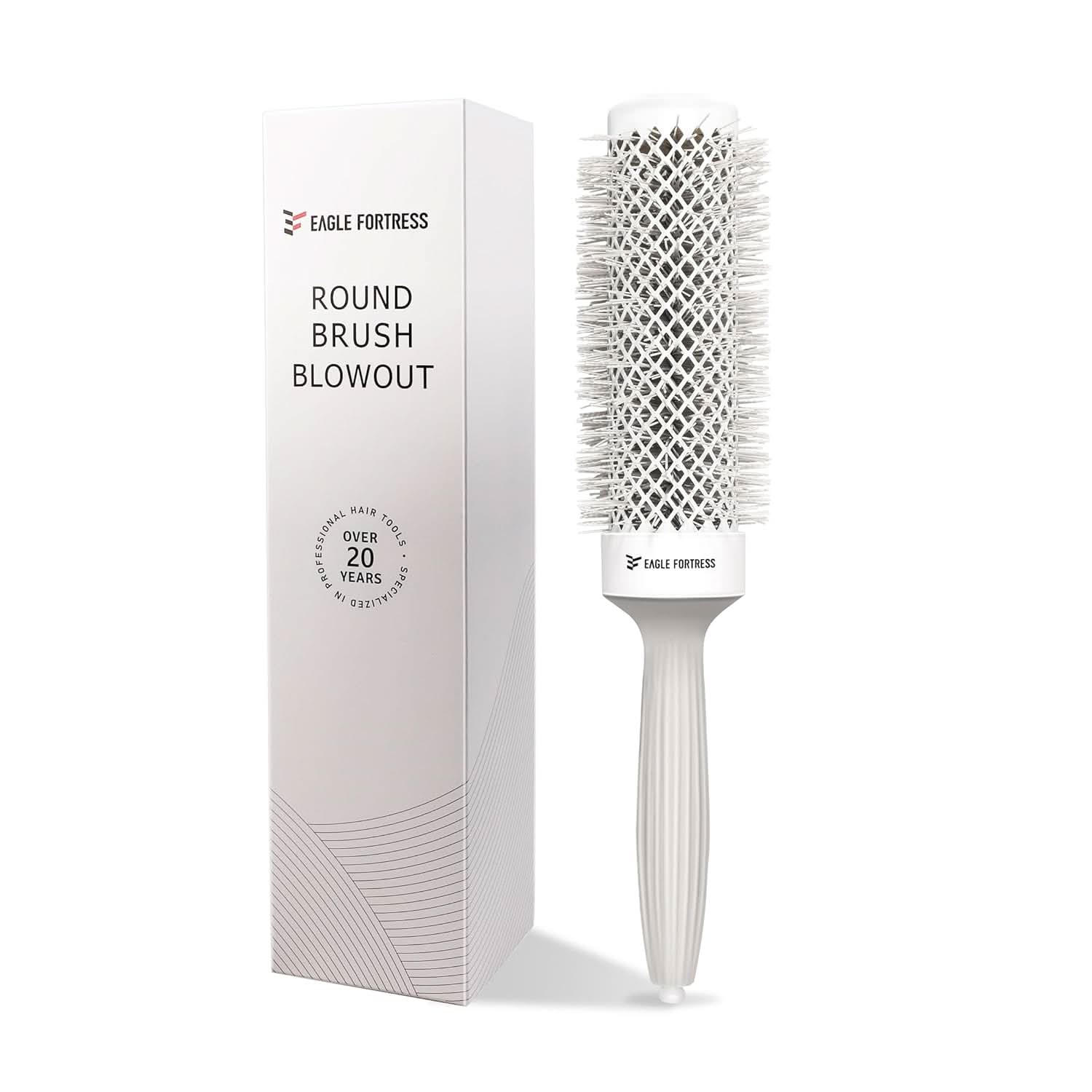 1.69 inch grey extended ceramic barrel round hair brush for blow drying