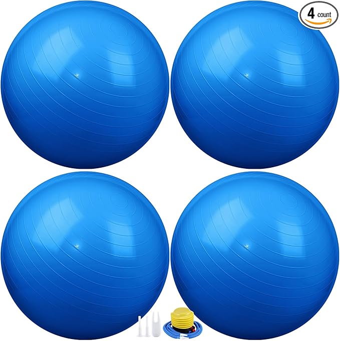 Leyndo 4 Pcs 26 Inch Yoga Exercise Ball Pilates Pregnancy Birthing Fitness Ball with Quick Pump Anti Burst for Improved Posture, Balance, Yoga, Pilates, Training