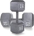 WF Athletic Supply Cast Iron Solid Hexagon Gray/Black Dumbbells, Strength Training Free Weights Set of 2 for Women and Men, Hand Weights Sold by Pairs, Multi-Select Size Options Available