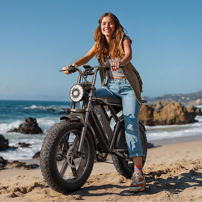 TST Electric Bike for Adults, 1500W Peak Brushless Motor 28 MPH 60 Miles/110 Miles Fat Tire E Bike with 48V 15Ah/ 25Ah Removable Battery 20" Electric Dirt Bike Hydraulic Suspension and 7-Speed