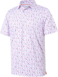 Men's striped short sleeve performance golf polo with moisture-wicking fabric