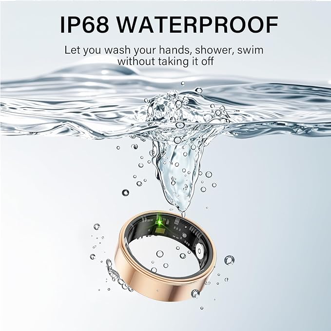 Smart Ring Health Tracker, Fitness Sleep and Heart Rate Monitor Smart Ring, Waterproof Bluetooth Fitness Tracker Ring IPX68 Waterproof (Black, 13)