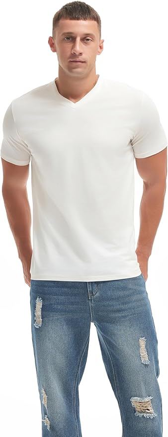 Men’s Modern Fitted V-Neck T-Shirt Premium Comfort Undershirt