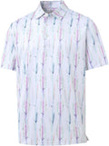 Men's short sleeve performance golf polo available in white, pastel-green, and pastel-purple