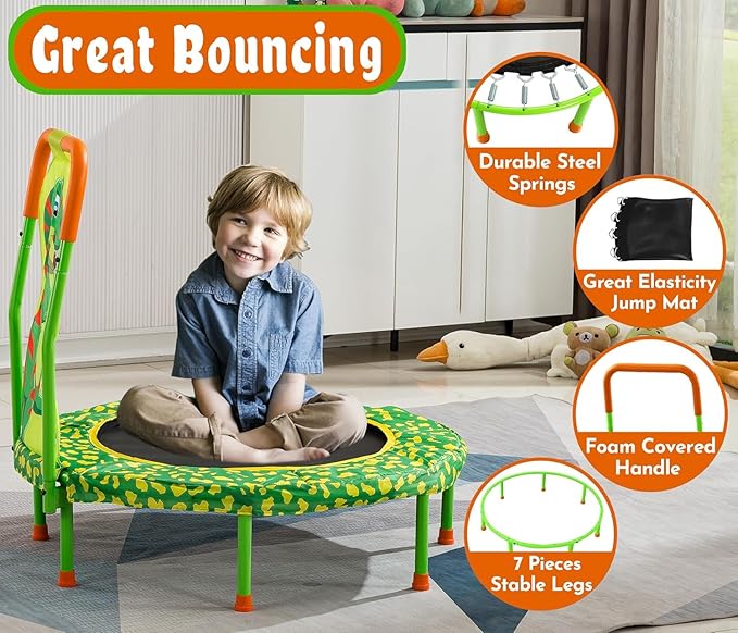 36 Inch Kids Toddler Trampoline with Safety Handlebar