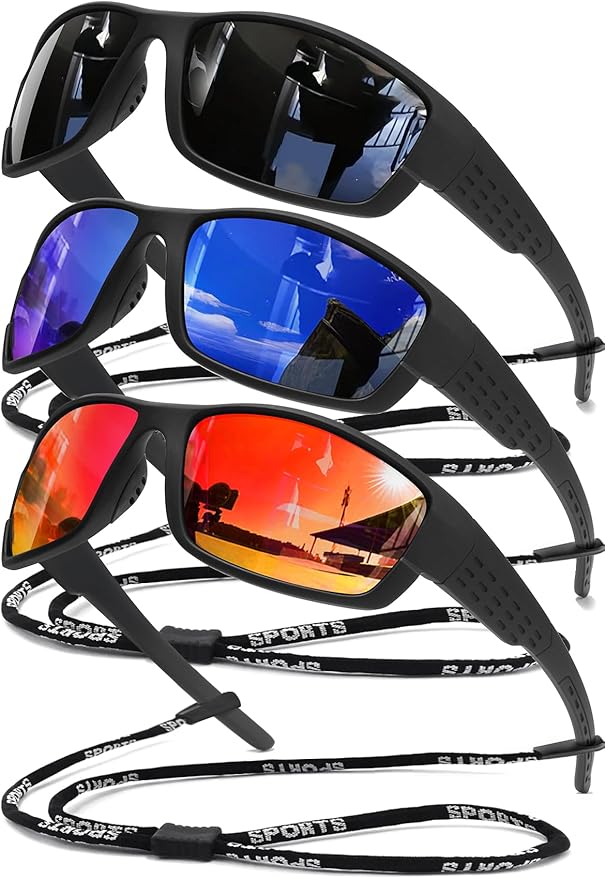 Polarized Sports Sunglasses Men UV400 Protection Lightweight Wrap Around Goggles for Cycling Fishing Driving Running