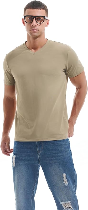 Men’s Modern Fitted V-Neck T-Shirt Premium Comfort Undershirt