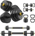 FEIERDUN Adjustable Dumbbells, 40/48/68/88lbs Free Weight Set with 4 Modes, Used as Barbell, Kettlebells, Push up Stand, Fitness Exercises for Home Gym Suitable Men/Women