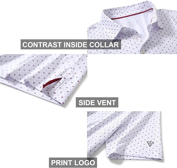 Men's Short Sleeve Striped Performance Golf Polo Shirt