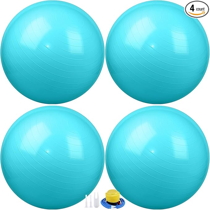 Leyndo 4 Pcs 26 Inch Yoga Exercise Ball Pilates Pregnancy Birthing Fitness Ball with Quick Pump Anti Burst for Improved Posture, Balance, Yoga, Pilates, Training