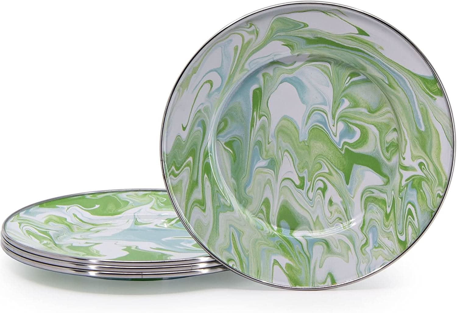 Set of 4 Modern Monet artistic enamelware plates for sandwiches and snacks