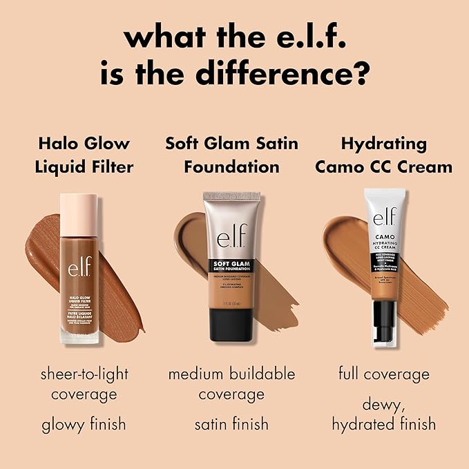 e.l.f. Soft Glam Foundation, Medium Coverage, Long-Lasting & Buildable Foundation For A Smooth, Satin Finish, Vegan & Cruelty-Free, 62 Rich Warm