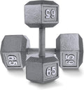 WF Athletic Supply Cast Iron Solid Hexagon Gray/Black Dumbbells, Strength Training Free Weights Set of 2 for Women and Men, Hand Weights Sold by Pairs, Multi-Select Size Options Available