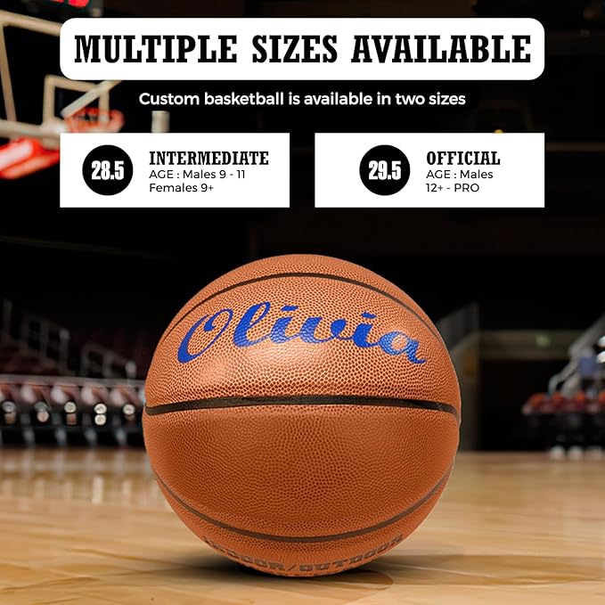 HAMMET Personalized Basketball – Customized Basketball with Your Name or Text – Multiple Colors, Fonts & Designs Available – Durable for Indoor and Outdoor - Ideal Gift for Son, Daughter, Boy or Girl