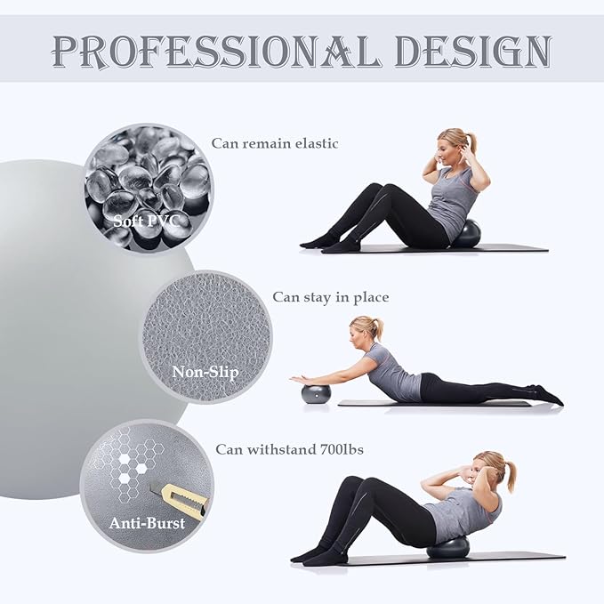 Soft Pilates Ball 9 Inch, Ideal Small Exercise Ball Between Knee Squeeze for Physical Therapy Yoga Core Medicine Abs Pt Bouncy, Mini Rubber Fitball Barre Workout Equipment for Women Men Kid Toddler