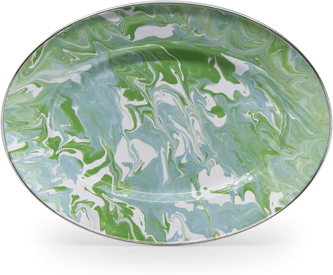 Golden Rabbit Modern Monet oval platter with artistic floral-inspired design.