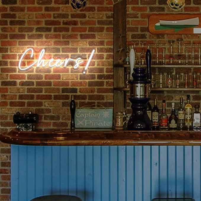 Cheers Neon Signs Cheer Sign for Bar Light Sign for Wall Decor USB Powered Neon Sign for Bar Club Gaming Room Home Birthday Party Decor Sign Gift White (18.5 * 6.69in)