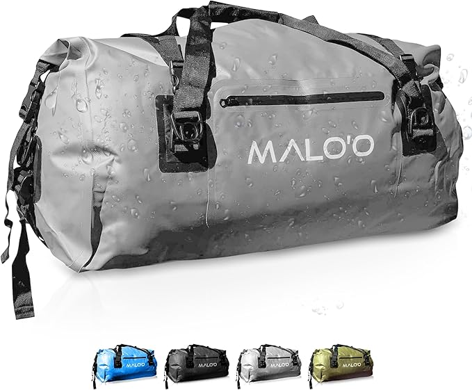 Malo'o Waterproof Dry Bag Duffel 40L/60L/100L, Roll Top Duffel Keeps Gear Dry for Kayaking, Rafting, Boating, Swimming, Camping, Hiking, Beach, Fishing - Internal & External Pockets and Molle Loops
