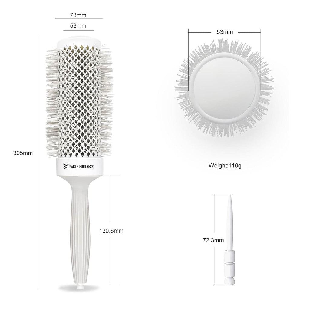 Professional Extended Barrel Round Hair Brush, Ceramic & Ionic, Grey