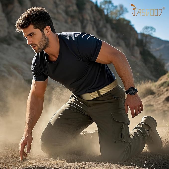 JASGOOD Nylon Canvas Breathable Military Tactical Men Waist Belt With Plastic Buckle