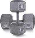 WF Athletic Supply Cast Iron Solid Hexagon Gray/Black Dumbbells, Strength Training Free Weights Set of 2 for Women and Men, Hand Weights Sold by Pairs, Multi-Select Size Options Available