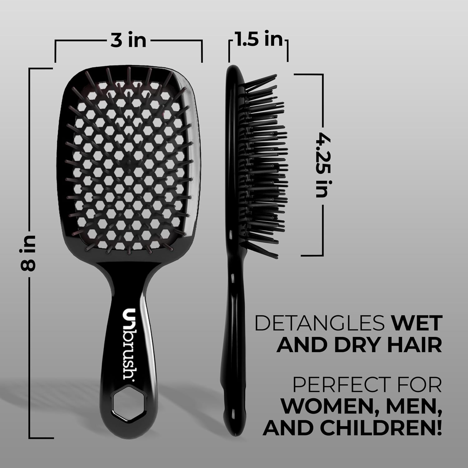 Black Detangling Hair Brush for Kids - Painless Knot Remover