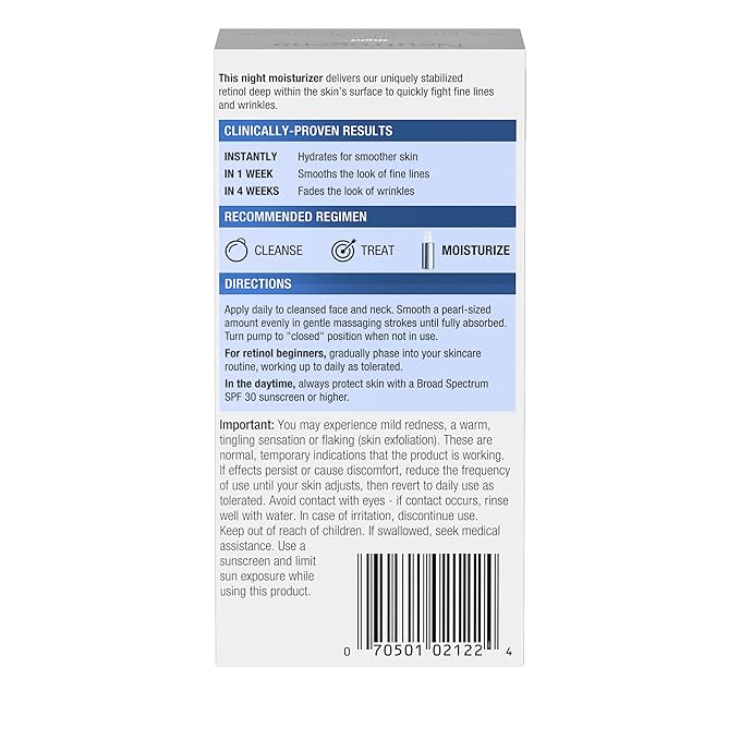 Neutrogena Rapid Wrinkle Repair Retinol Night Face Moisturizer, Daily Anti-Aging Face Cream with Retinol & Hyaluronic Acid to Fight Fine Lines & Wrinkles, 1 fl. oz