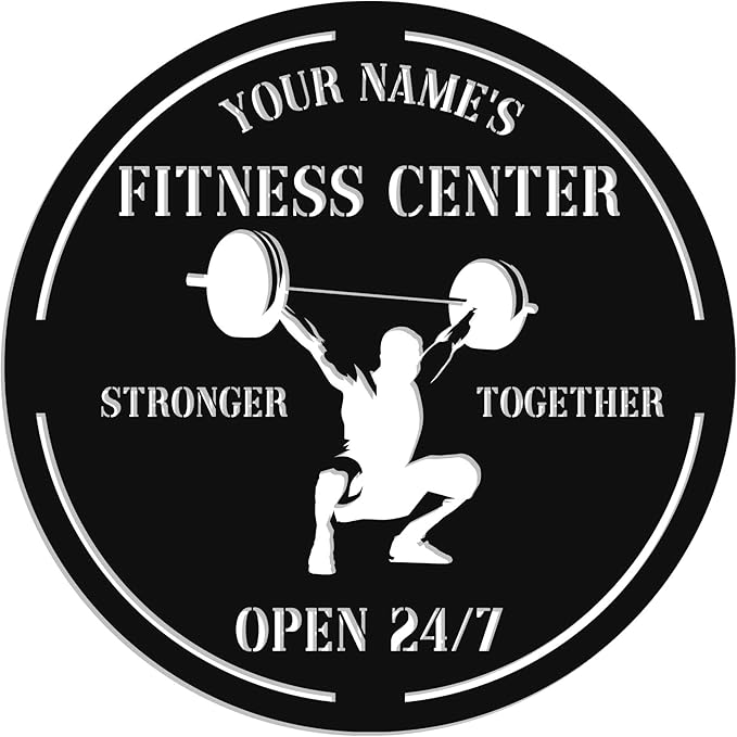 Personalized Home Gym LED Tin Metal Sign Multiple Sizes, Gym Sign Wall Decor, Exercise Workout Room Decor Fitness Center, Motivational Inspirational Hanging Wall Art Wall Plaque (04 w/o lights)