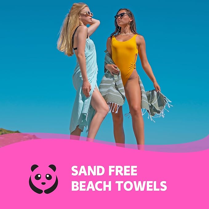 HAVLULAND Set of 6 Turkish Beach Towel Oversized 72"x40" - Sand Free Beach Towels, Lightweight Turkish Towels for Beach, Bath, Pool, Vacation Accessories - Bulk Set