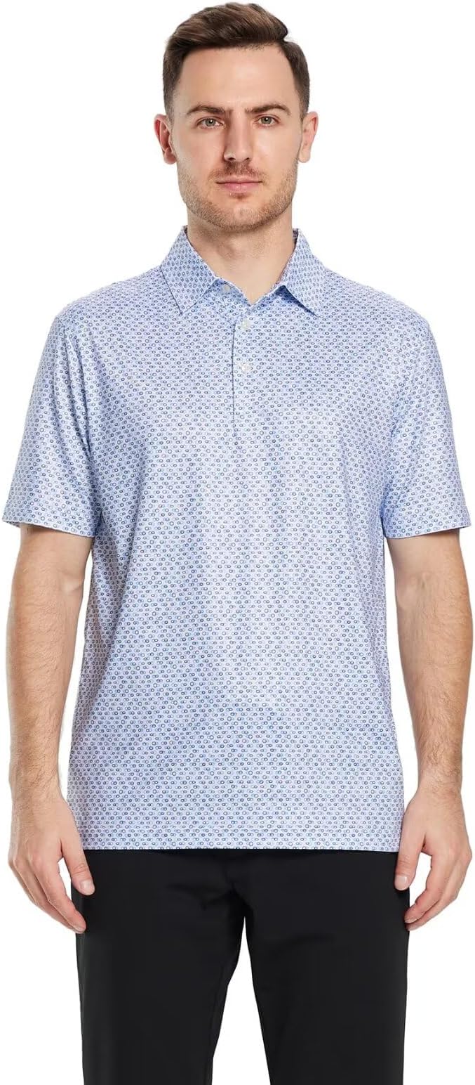 Men's Striped Short Sleeve Performance Polo Golf Shirt