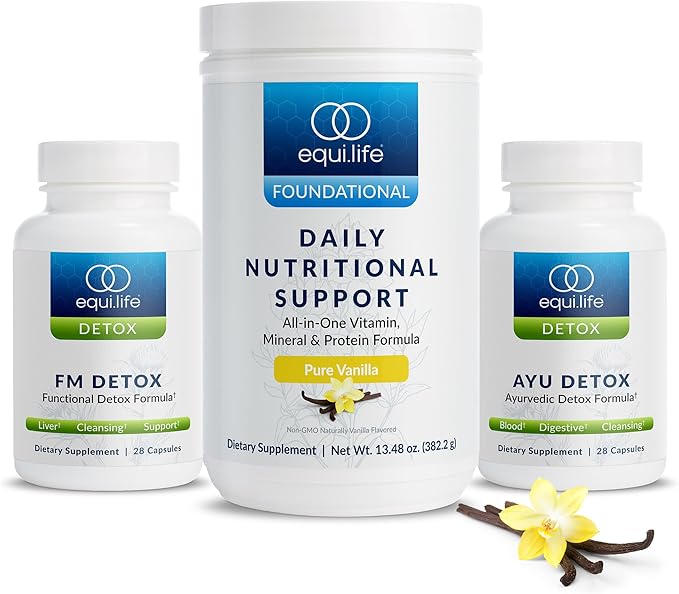 Equilife Dr. Cabral Detox, 7 Day Program with Plant Based Protein, Vitamins, Amino Acids, & Minerals to Support Full Body Balance, Meal Replacement Powder, Vegan, Gluten Free, Vanilla, 14 Servings