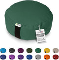 Bean Products Zafu Meditation Pillows for Sitting on Floor, Yoga Cushion, Cotton/Buckwheat Fill Yoga Pillow, Zafu Meditation Cushion, Zen Kneeling Prayer Pad- Made in USA - 14" Round - Forest Green