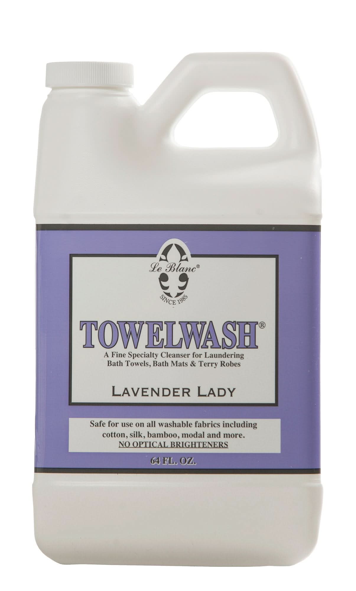 64 oz bottle of Le Blanc Lavender Towel Wash for fluffy, fragrant towels