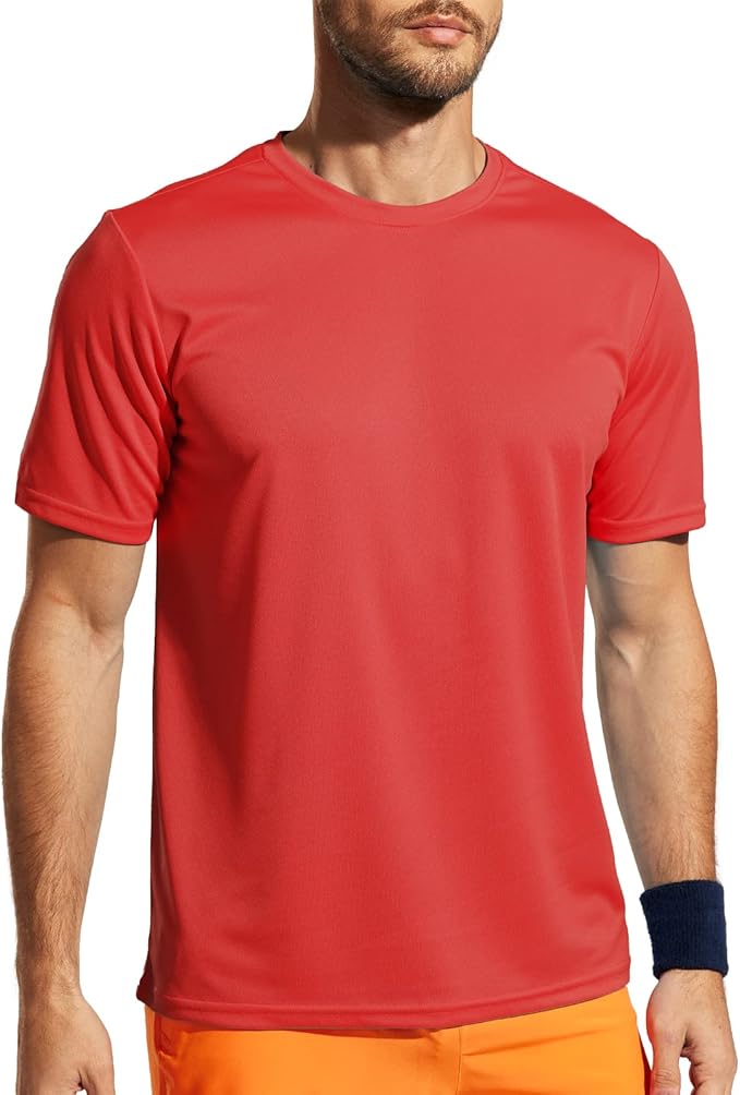 MIER Men's Quick Dry Workout Shirts Moisture Wicking Running Athletic Performance T-Shirts Recycled Polyester Top Tee