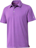Men's performance golf polo with striped pattern and moisture-wicking fabric