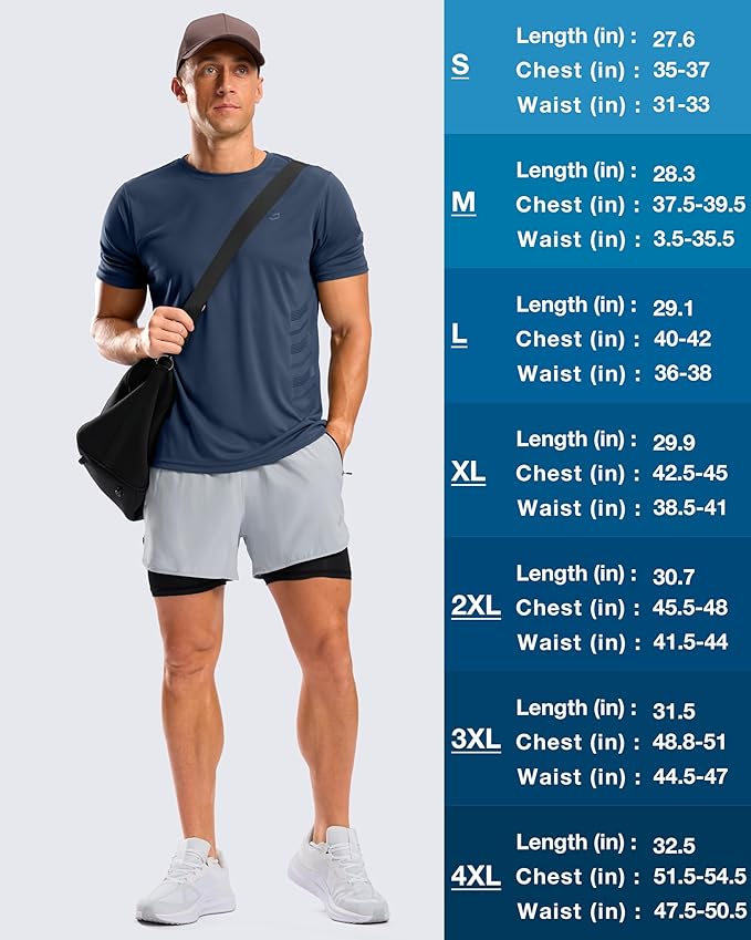 Men's Navy Blue Performance Running Tee Moisture Wicking Gym Wear