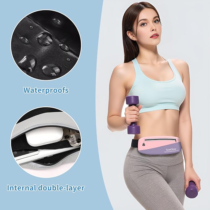 Slim Fanny Packs for Women Men,Waterproof Waist Pack with Reflective Strip Adjustable Strap,Running Belt for Sports Workout Cycling Hiking, Casual Hands-Free Wallets Phone Bag (Style 11)